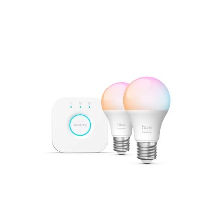 Pachet de bază Philips Hue White And Color Ambiance Essential 2xE27/8W/230V 2200-6500K + Hue bridge