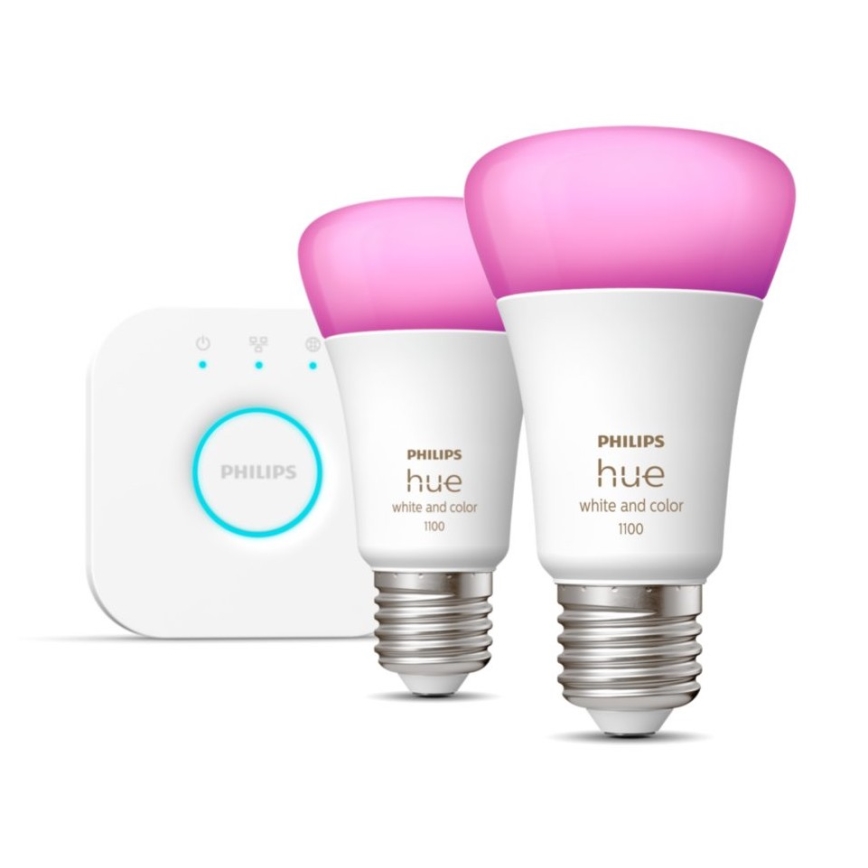 Kit de pornire Philips Hue WHITE AND COLOR AMBIANCE 2xE27/9W/230V 2000-6500K + Hue Bridge