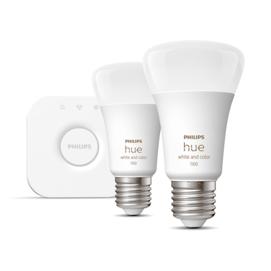 Kit de pornire Philips Hue WHITE AND COLOR AMBIANCE 2xE27/9W/230V 2000-6500K + Hue Bridge