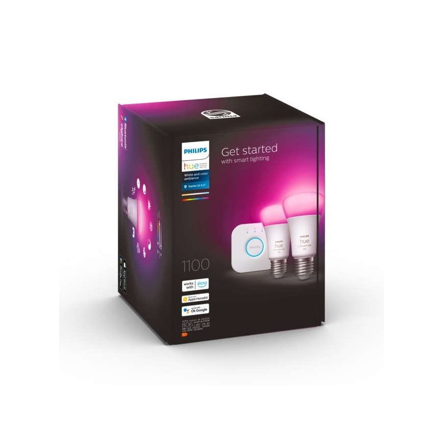 Kit de pornire Philips Hue WHITE AND COLOR AMBIANCE 2xE27/9W/230V 2000-6500K + Hue Bridge