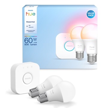 Pachet de bază Philips Hue White And Color Ambiance Essential 2xE27/8W/230V 2200-6500K + Hue bridge