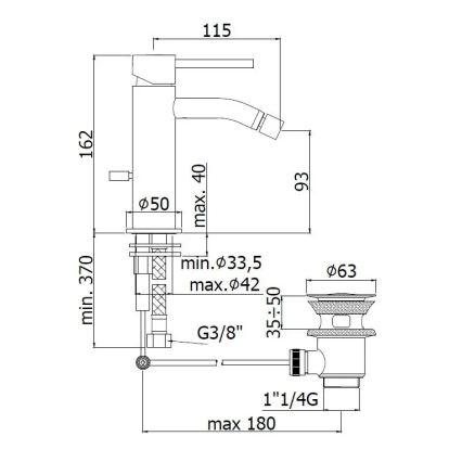 Paffoni - Baterie bideu + ventil LIGHT auriu periat