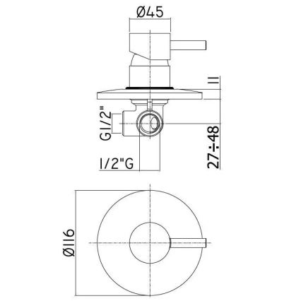 Paffoni - Baterie de duș încastrată LIGHT, crom lucios