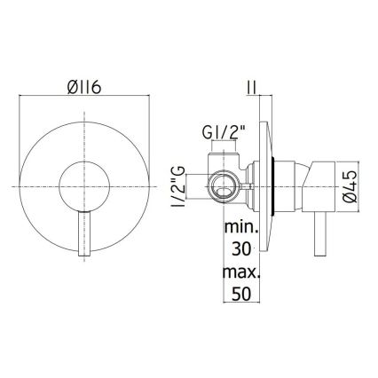 Paffoni - Baterie de duș pentru montaj încastrat LIGHT crom mat