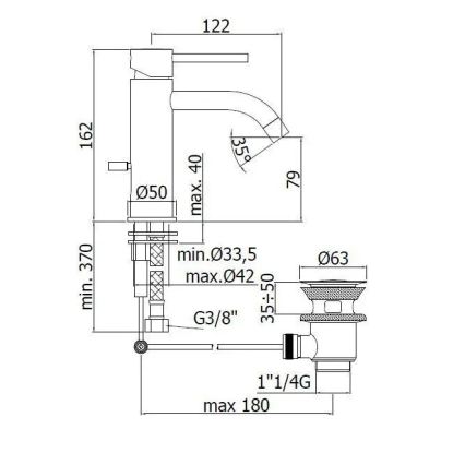 Paffoni - Baterie lavoar LIGHT din oțel inoxidabil