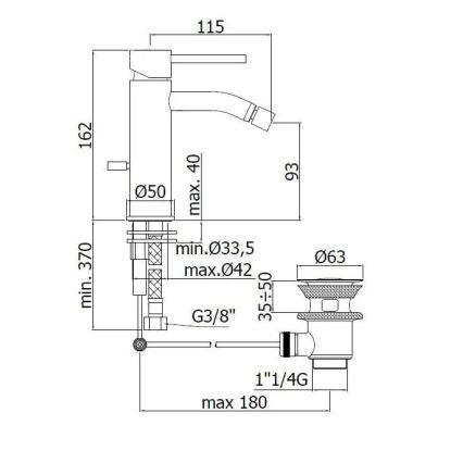 Paffoni - Baterie pentru bideu LIGHT, crom lucios