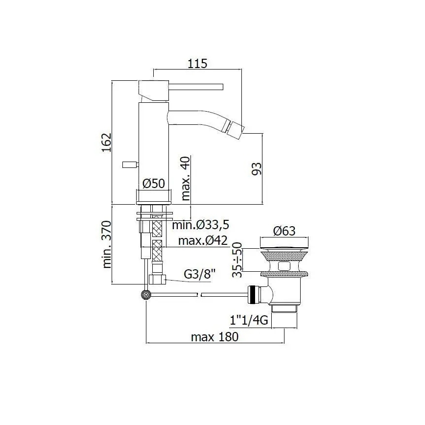 Paffoni - Baterie pentru bideu LIGHT, crom lucios