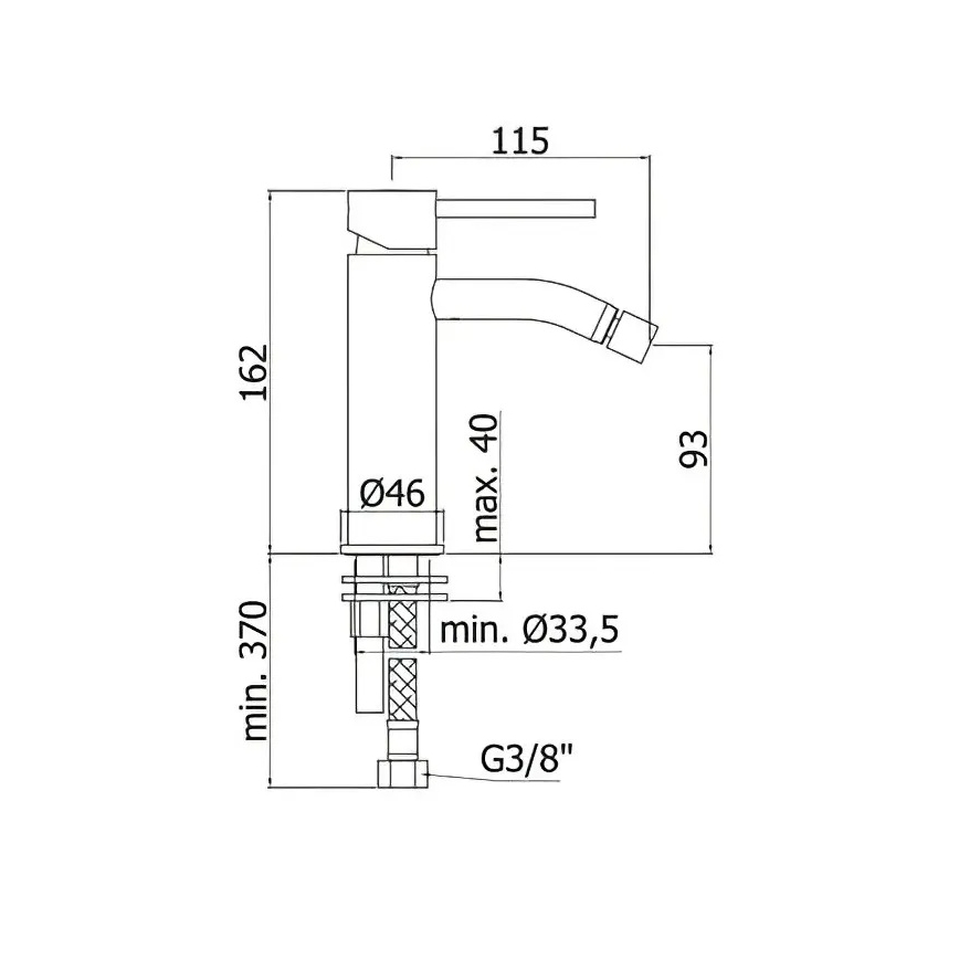 Paffoni - Baterie pentru bideu LIGHT neagră