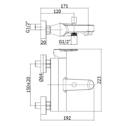 Paffoni - Baterie pentru cadă CANDY crom lucios