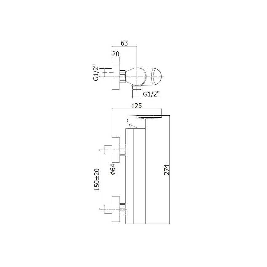 Paffoni - Baterie pentru cadă CANDY, crom lucios