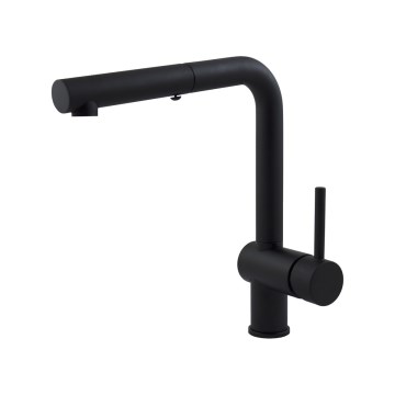 Paffoni - Baterie pentru chiuvetă LIGHT, cu duș extractibil, 29,2 cm, negru