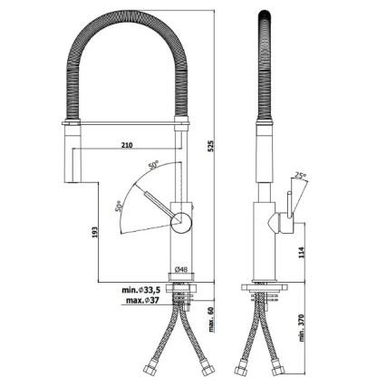 Paffoni - Baterie pentru chiuvetă LIGHT cu pulverizator extractabil, 52,5 cm, crom lucios
