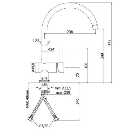 Paffoni - Baterie pentru chiuvetă LIGHT, neagră