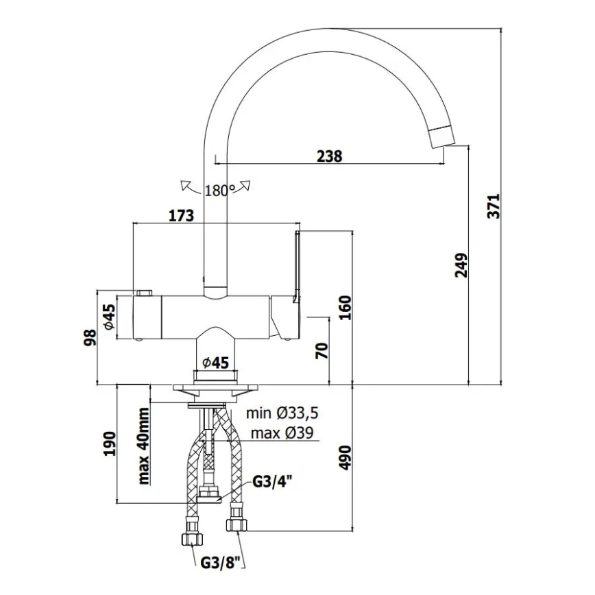 Paffoni - Baterie pentru chiuvetă RINGO, crom lucios