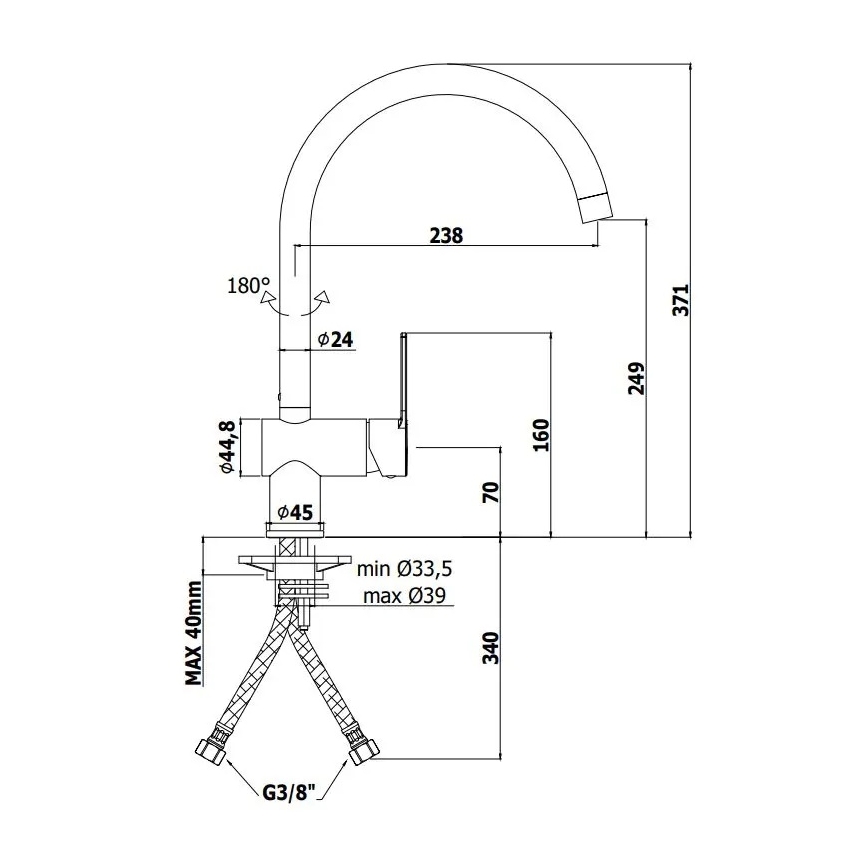 Paffoni - Baterie pentru chiuvetă RINGO, negru