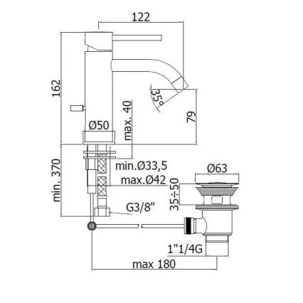 Paffoni - Baterie pentru lavoar LIGHT cu valvă de scurgere, crom lucios