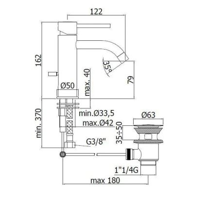 Paffoni - Baterie pentru lavoar LIGHT neagră