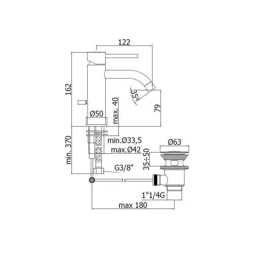 Paffoni - Baterie pentru lavoar LIGHT neagră