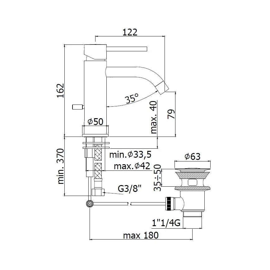 Paffoni - Baterie pentru lavoar + valvă de scurgere LIGHT alb