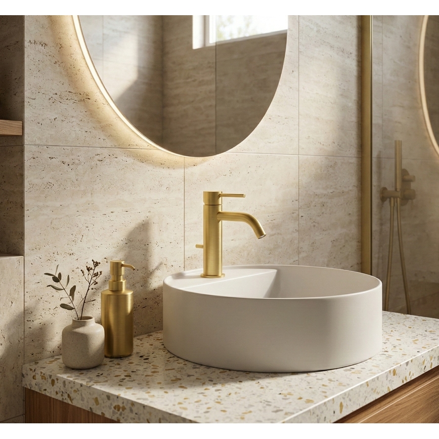 Paffoni - Baterie pentru lavoar + ventil de scurgere LIGHT, aurie