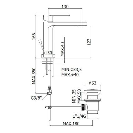 Paffoni - Baterie pentru lavoar + ventil de scurgere TANGO crom mat