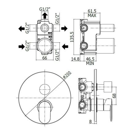 Paffoni CANDY - baterie de duș încastrată, crom lucios