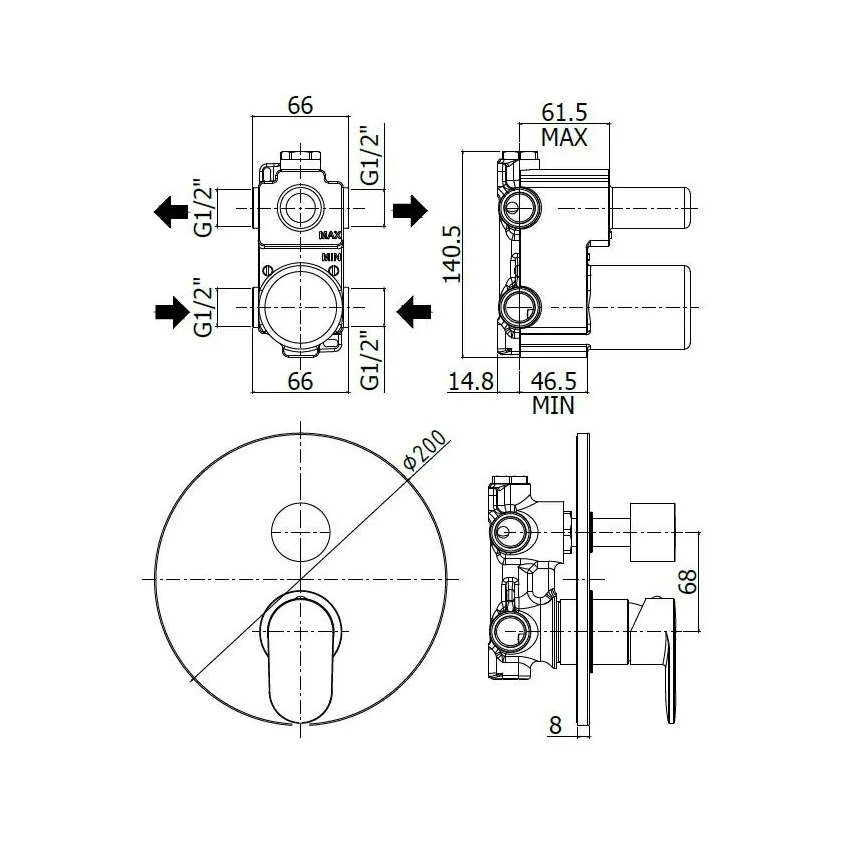 Paffoni CANDY - baterie de duș pentru montaj încastrat, crom lucios