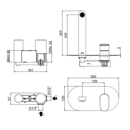 Paffoni CANDY - baterie pentru lavoar încastrată, crom lucios