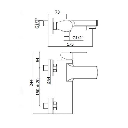 Paffoni LIGHT - baterie de duș încastrată, crom lucios
