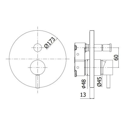 Paffoni LIGHT - baterie de duș pentru montaj încastrat, crom lucios