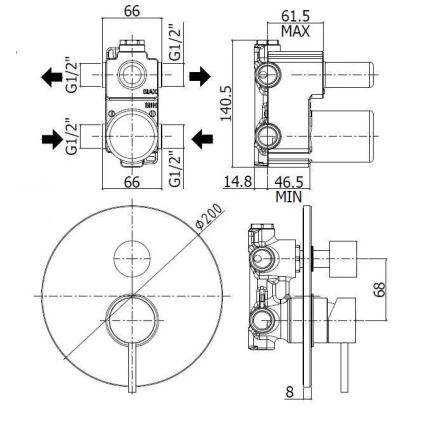 Paffoni LIGHT - baterie de duș pentru montaj încastrat, inox