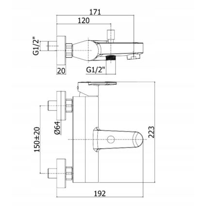 Paffoni - Set baterie pentru cadă CANDY, crom lucios