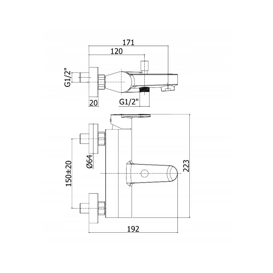 Paffoni - Set baterie pentru cadă CANDY, crom lucios