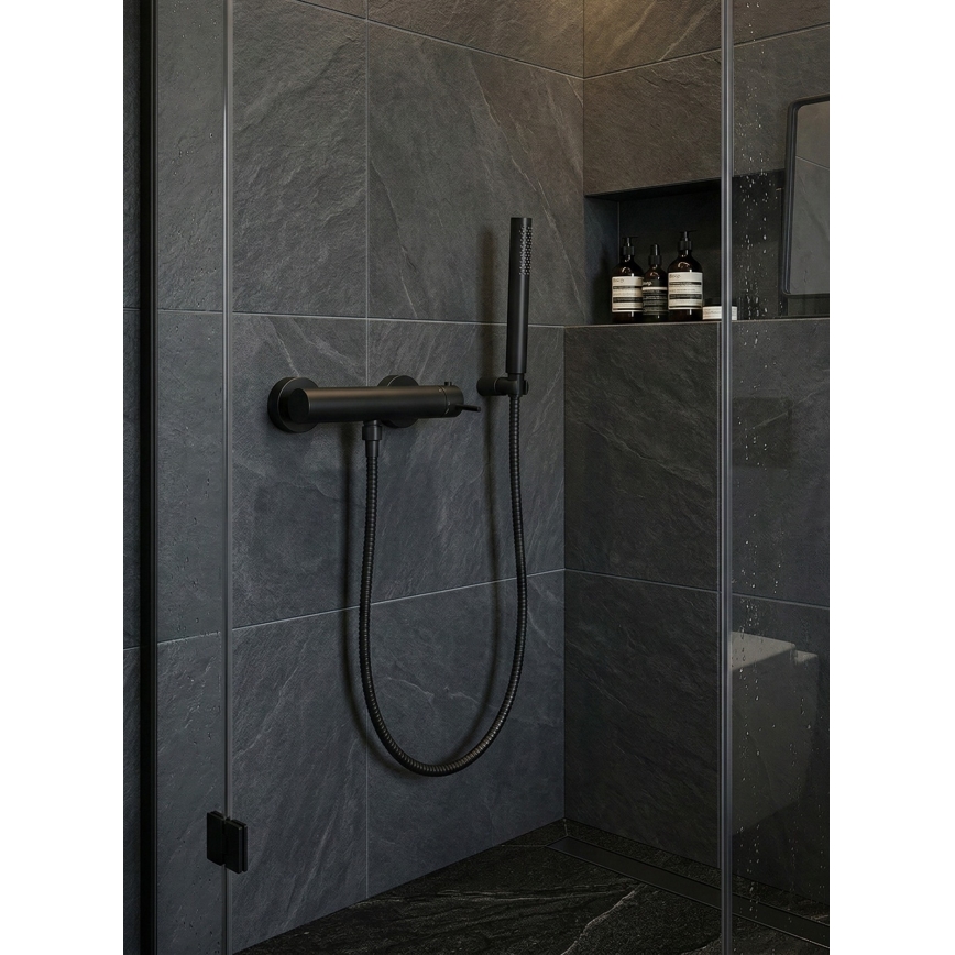 Paffoni - Set de duș cu baterie LIGHT, negru mat