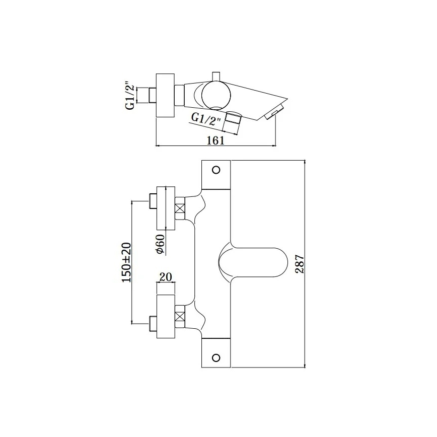 Paffoni - Set LIGHT pentru cadă, crom lucios