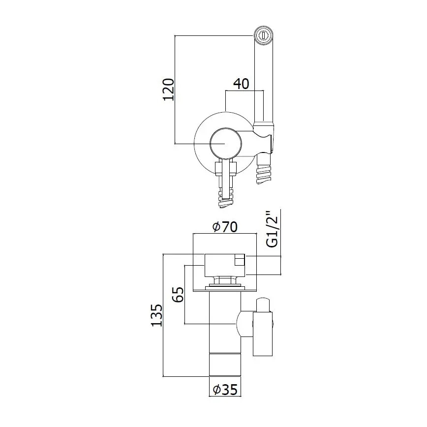 Paffoni - Set de perete pentru bideu cu pulverizator manual, montaj încastrat KIT, crom lucios