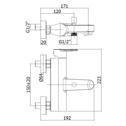 Paffoni - Set pentru cadă cu baterie CANDY crom lucios