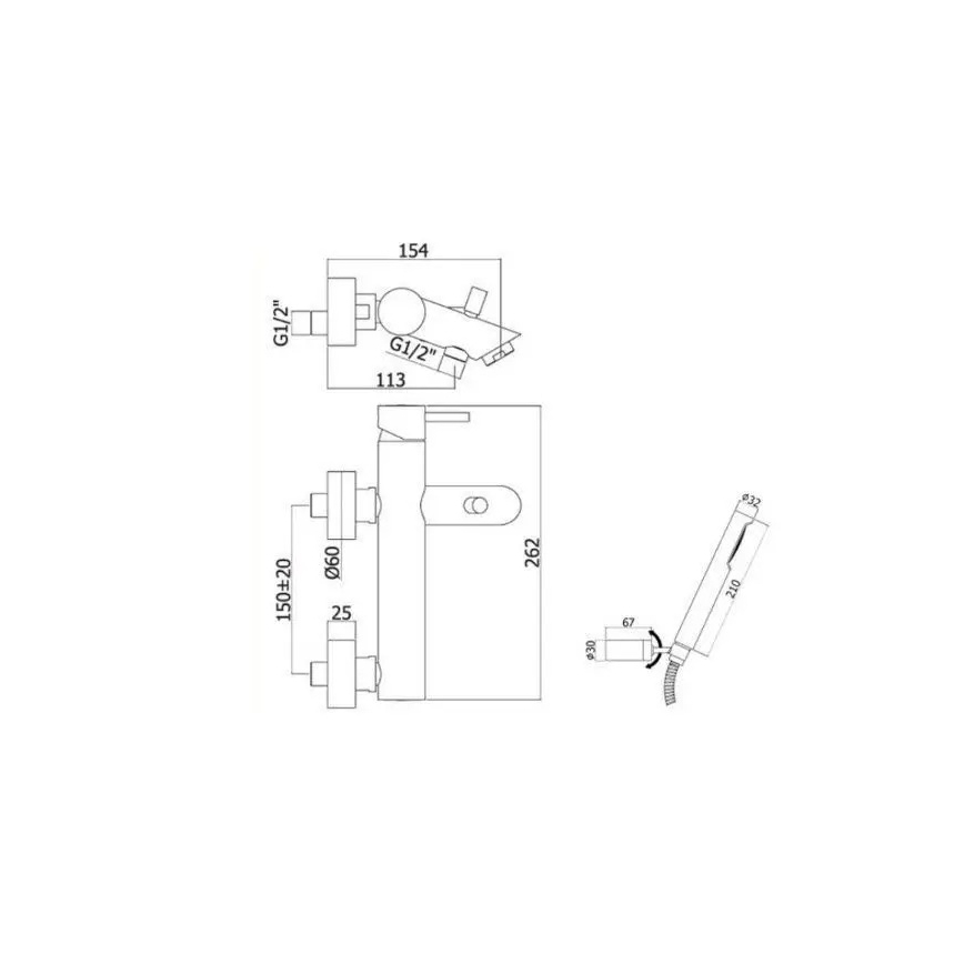 Paffoni - Set pentru cadă cu baterie LIGHT, auriu periat