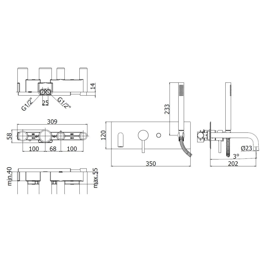 Paffoni - Set pentru cadă LIGHT, crom lucios