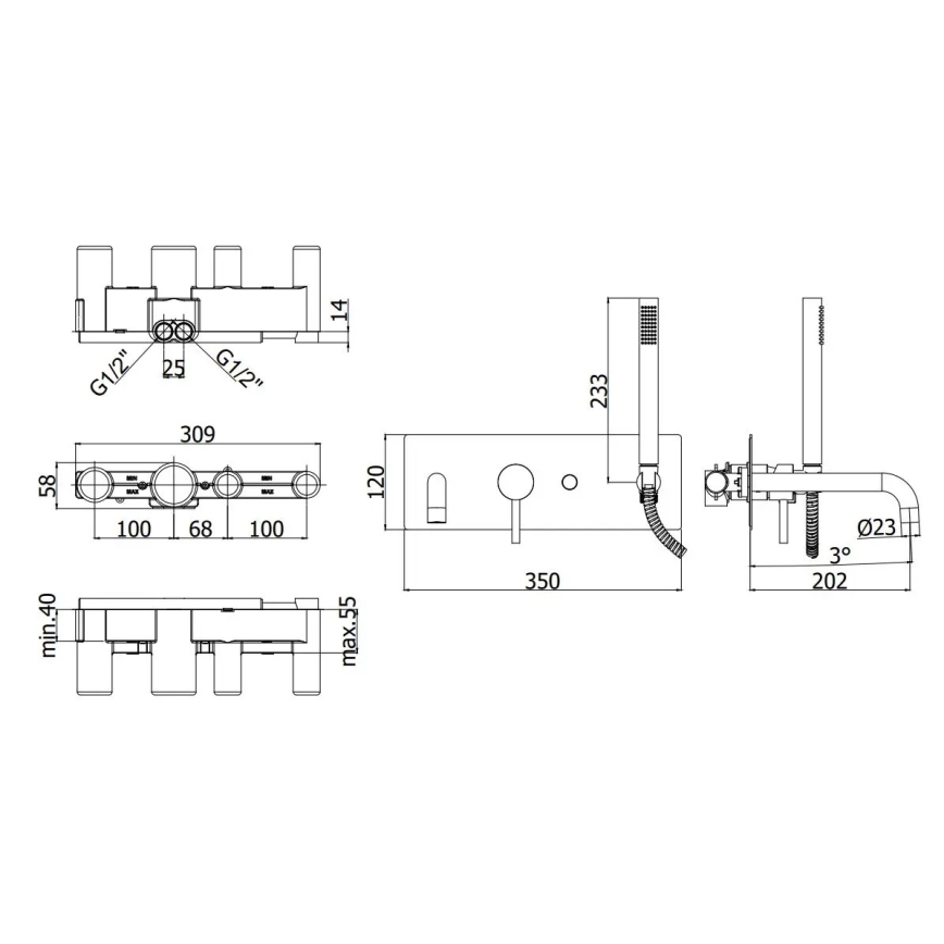 Paffoni - Set pentru cadă LIGHT, negru