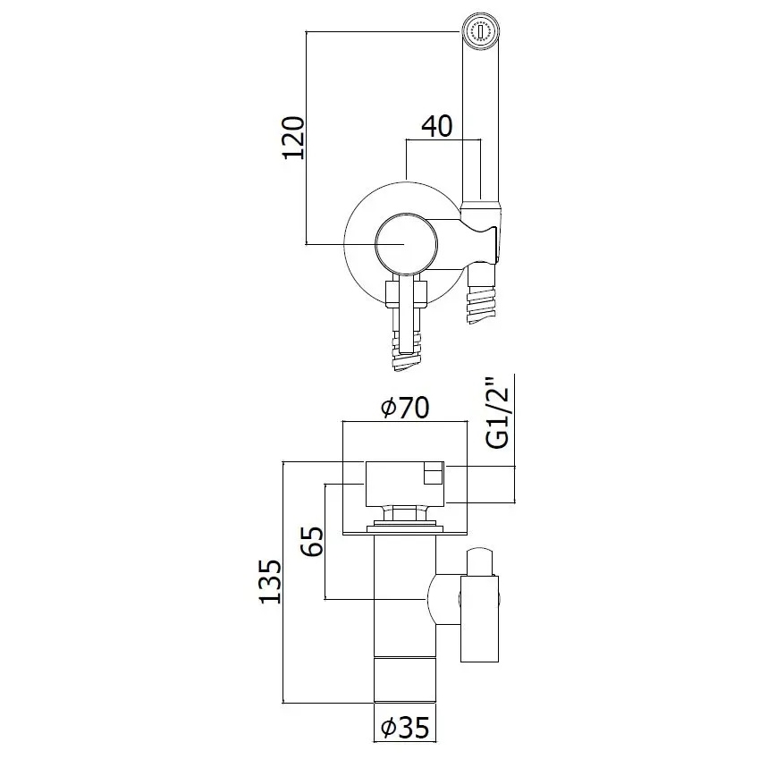 Paffoni - Set mural cu duș bidet manual pentru montaj încastrat RINGO WEST, finisaj bronz