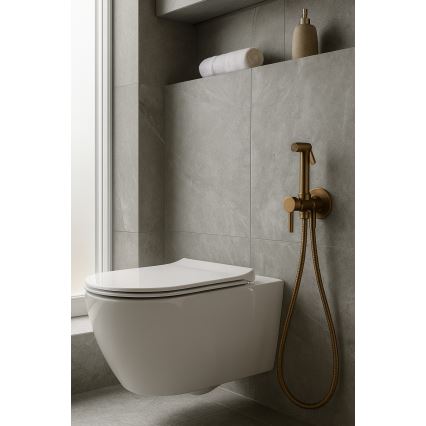Paffoni - Set mural cu duș bidet manual pentru montaj încastrat RINGO WEST, finisaj bronz