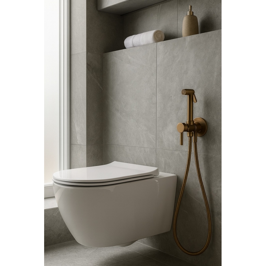 Paffoni - Set mural cu duș bidet manual pentru montaj încastrat RINGO WEST, finisaj bronz