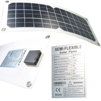 Panou fotovoltaic flexibil cu port USB 20 W / 12 V