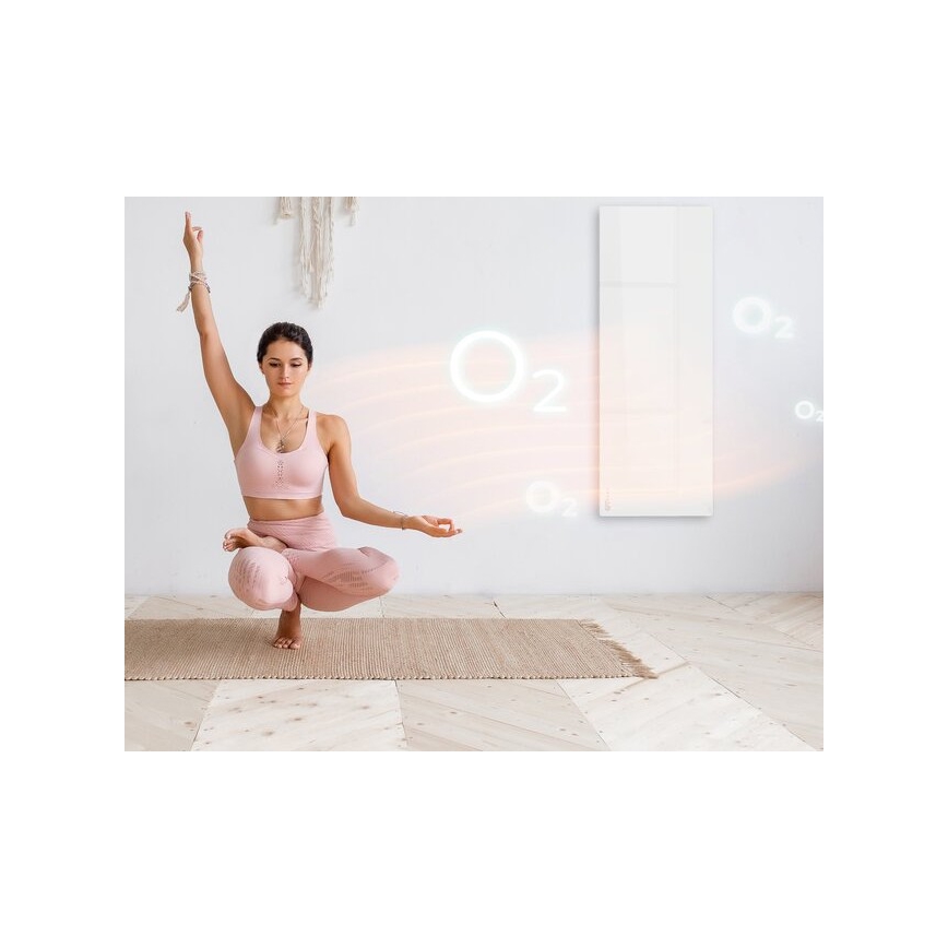 Panou infraroșu electric inteligent 700W temporizator/termostat AENO IP44 Wi-fi alb