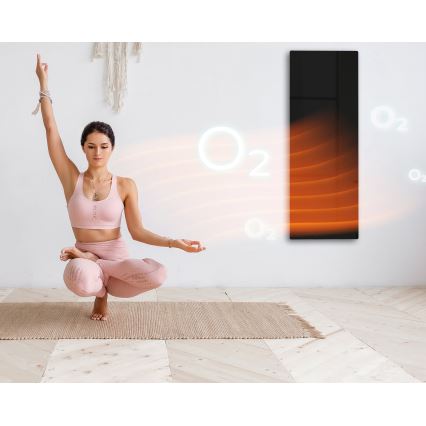 Panou infraroșu electric inteligent 700W temporizator/termostat AENO IP44 Wi-fi negru