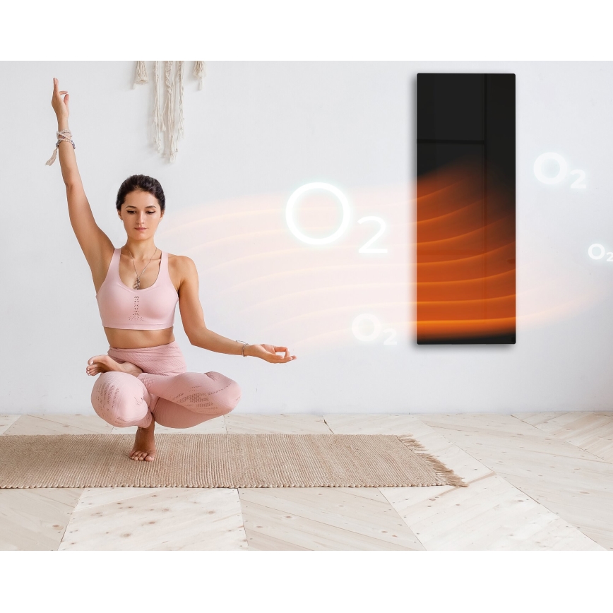 Panou infraroșu electric inteligent 700W temporizator/termostat AENO IP44 Wi-fi negru