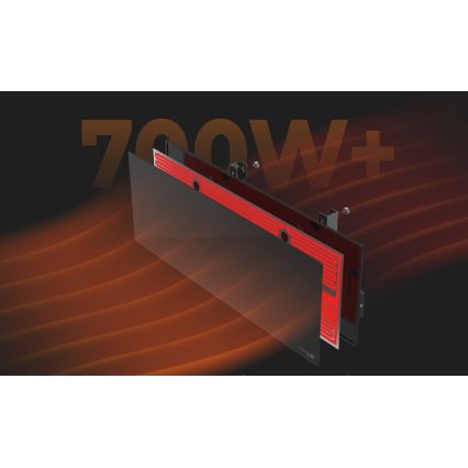 Panou infraroșu electric inteligent 700W temporizator/termostat AENO IP44 Wi-fi negru