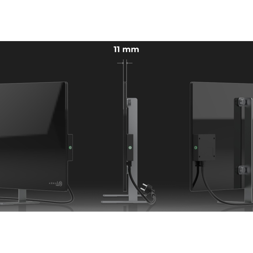 Panou infraroșu electric inteligent 700W temporizator/termostat AENO IP44 Wi-fi negru