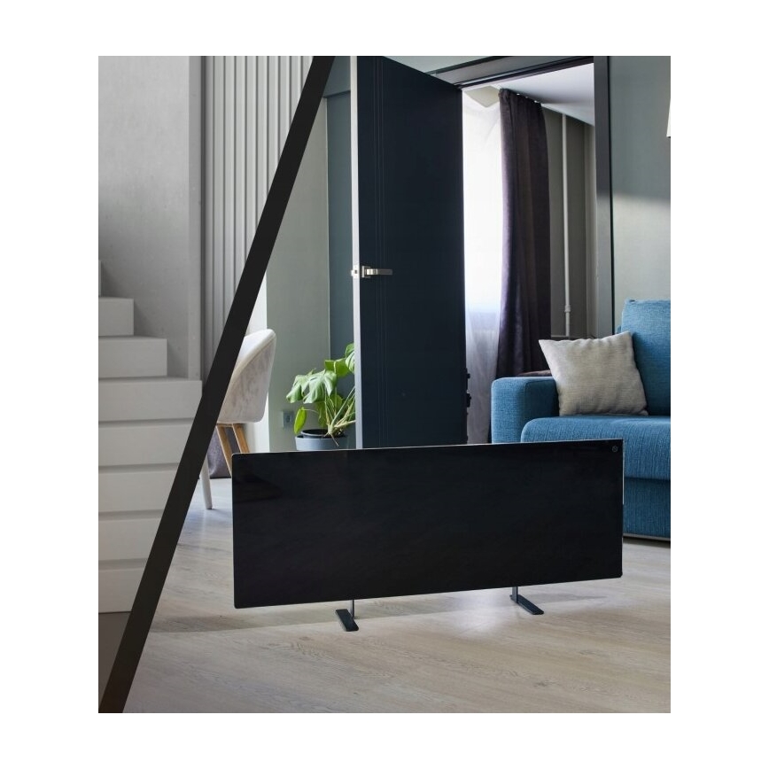 Panou infraroșu electric inteligent cu LED afișaj AENO 700W temporizator/termostat IP44 Wi-fi negru